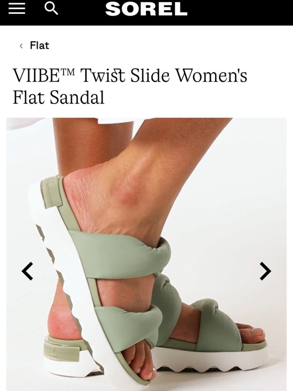 SOREL Knotted Sage Green Vibe Twist  Slide Sandals. MSRP $120.00